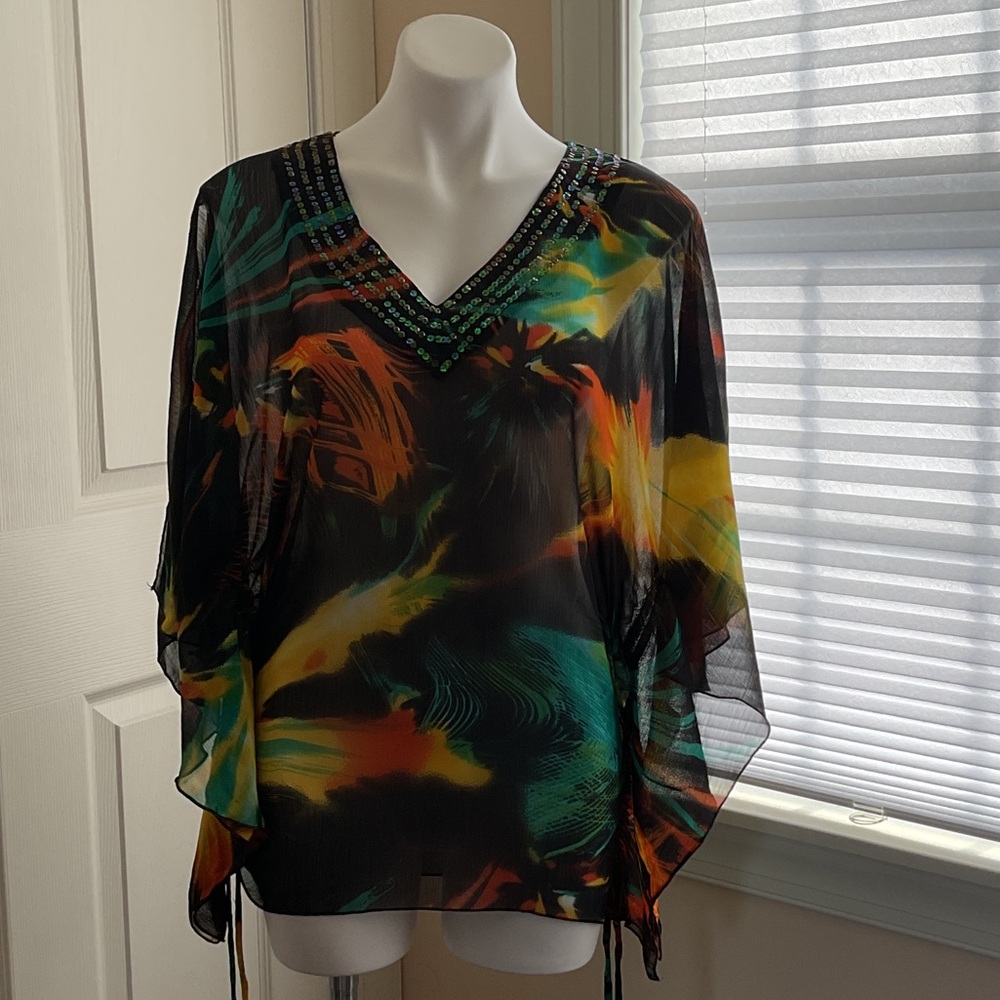 Tropical Print Swim Coverup
